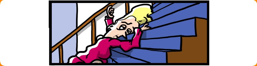 Bi-Polar Girl exhausted dragging herself up stairs with great difficulty