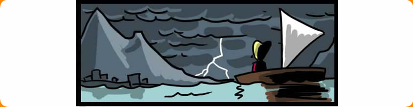 Image of Bi-Polar girl on her dinghy approaching a storm