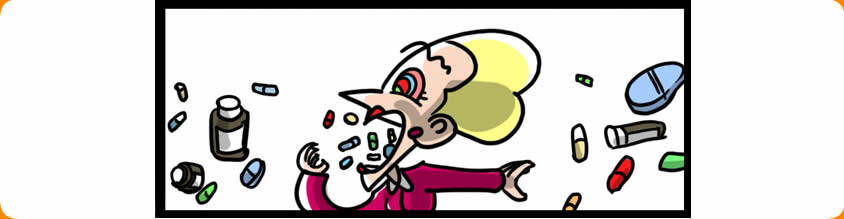Image of Bi-Polar Girl popping lots of pills