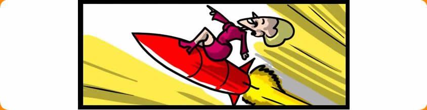 Image of Bi-Polar Girl taking off on a rocket