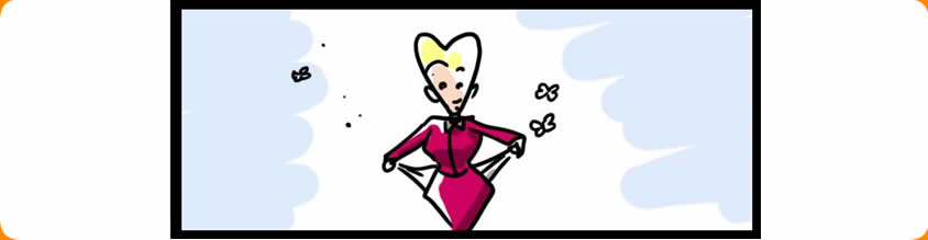 Image of Bi-Polar Girl with empty pockets and flies coming out of them